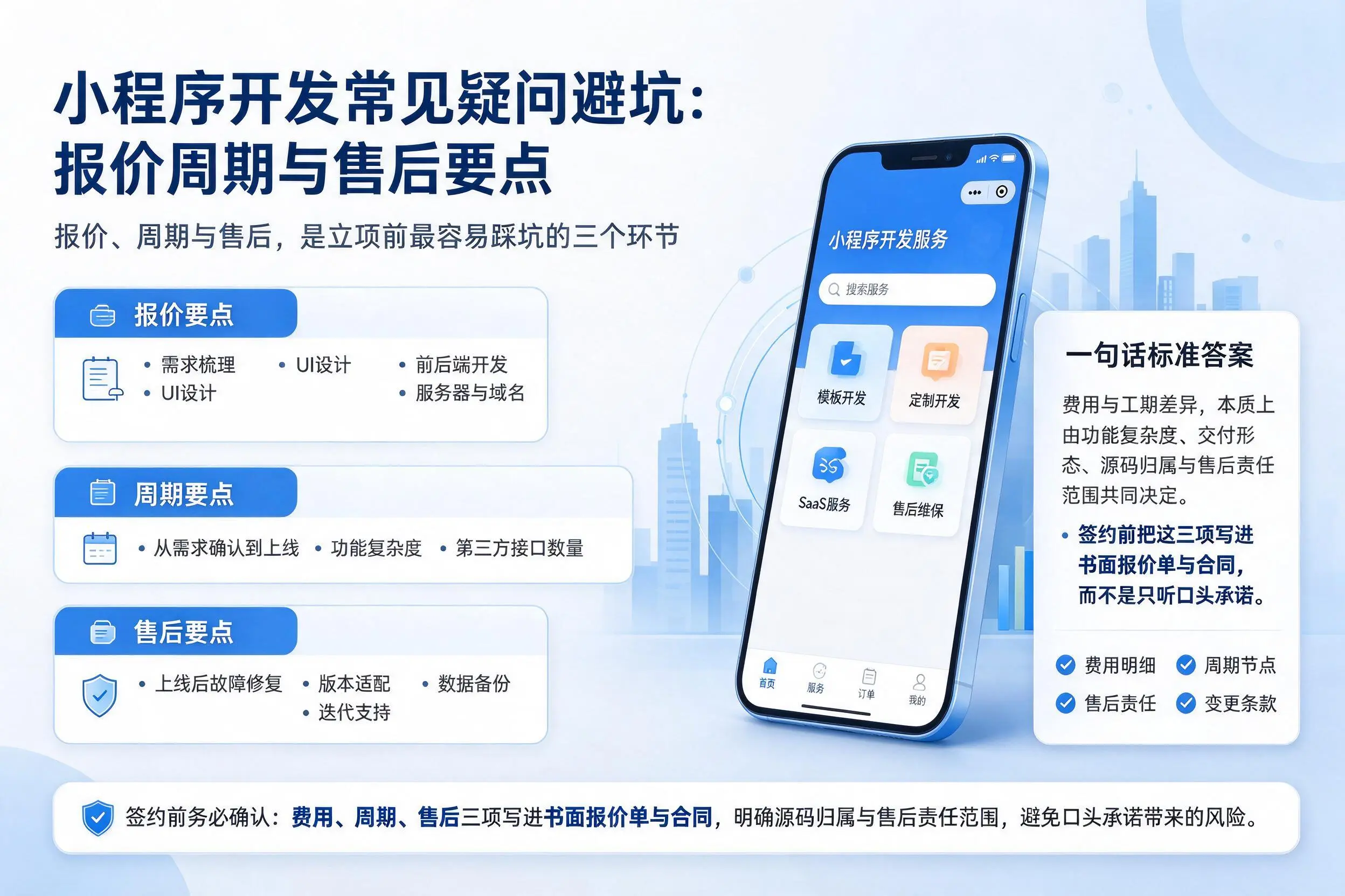 克拉玛依小程序开发常见疑问避坑：报价周期与售后要点
