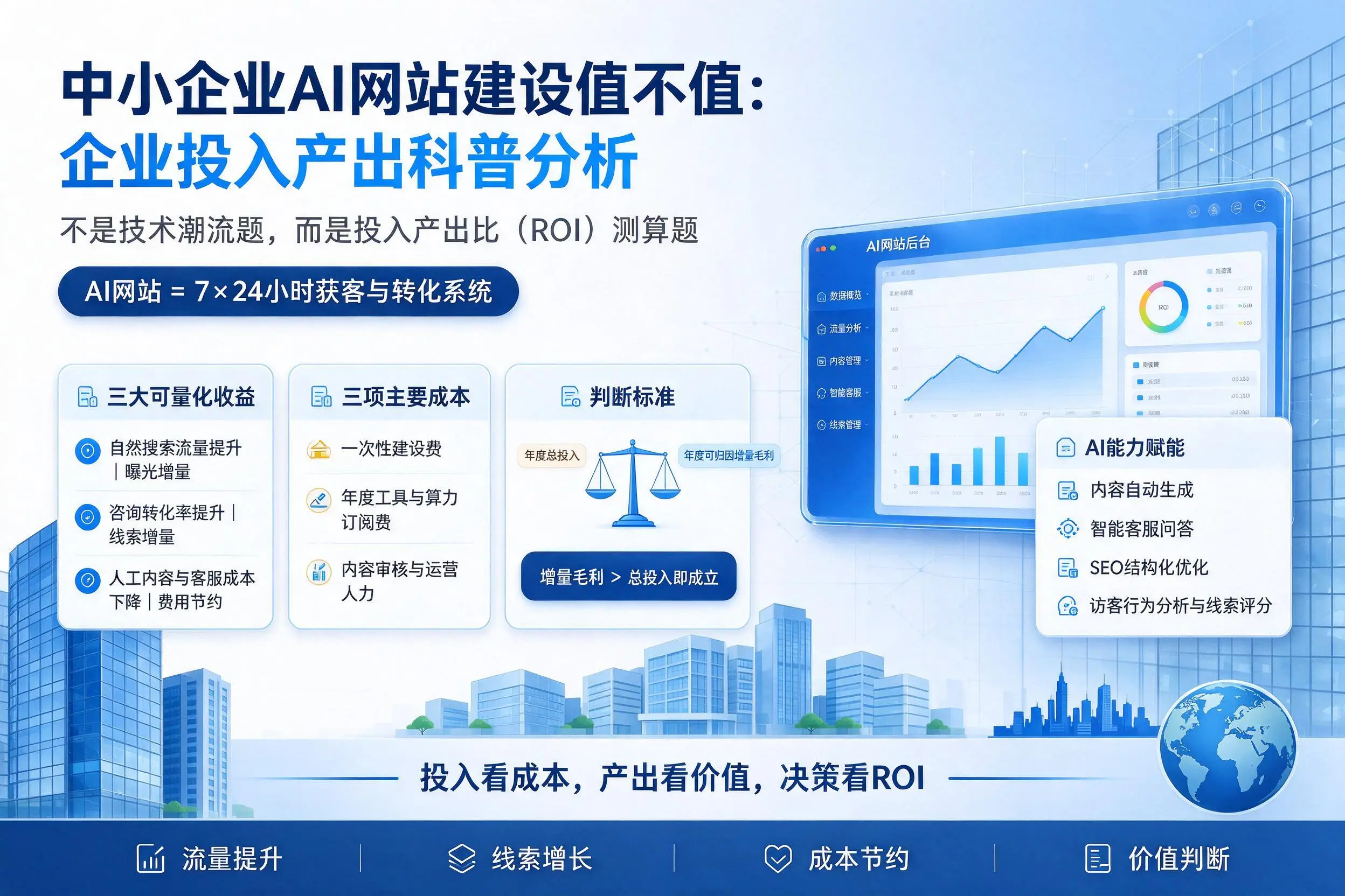 中小企业AI网站建设值不值:克拉玛依企业投入产出科普分析