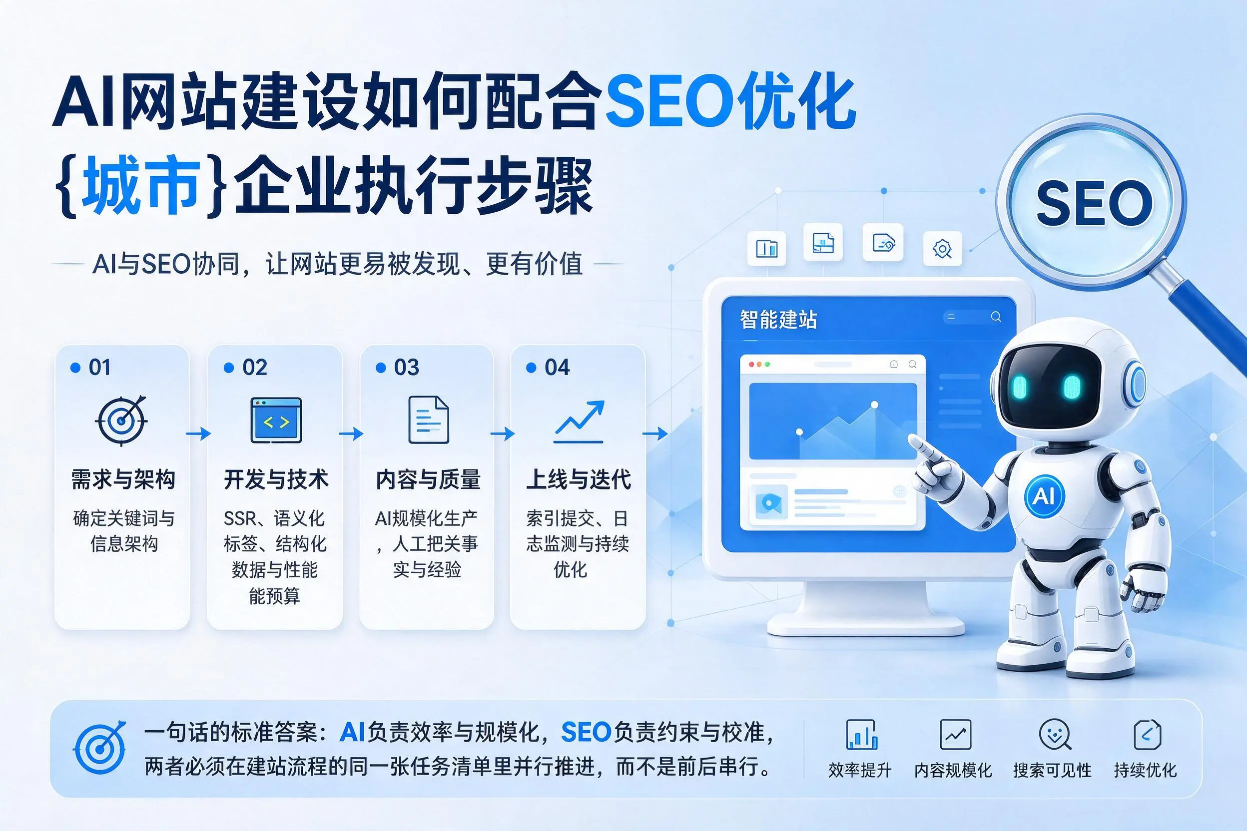 AI网站建设如何配合SEO优化,克拉玛依企业执行步骤