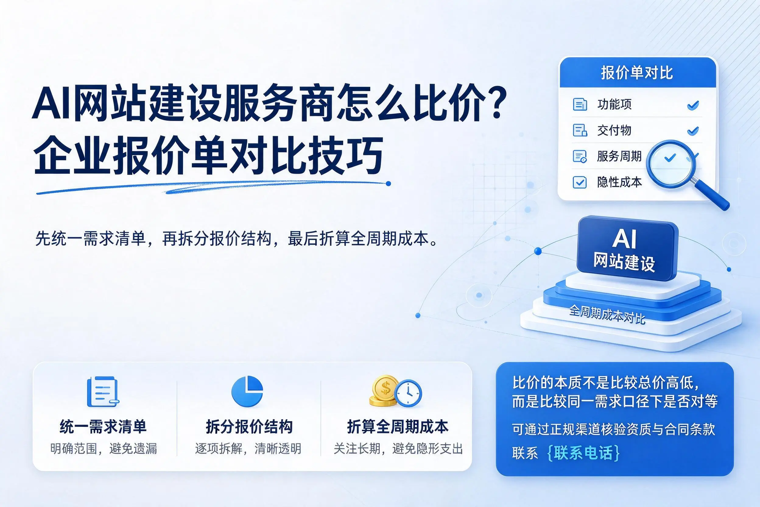 AI网站建设服务商怎么比价?克拉玛依企业报价单对比技巧