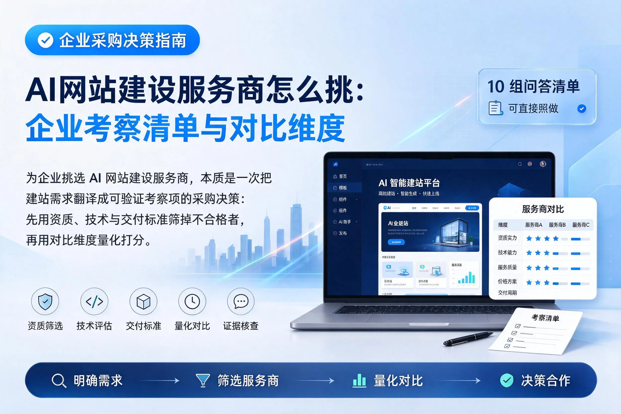AI网站建设服务商怎么挑:克拉玛依企业考察清单与对比维度