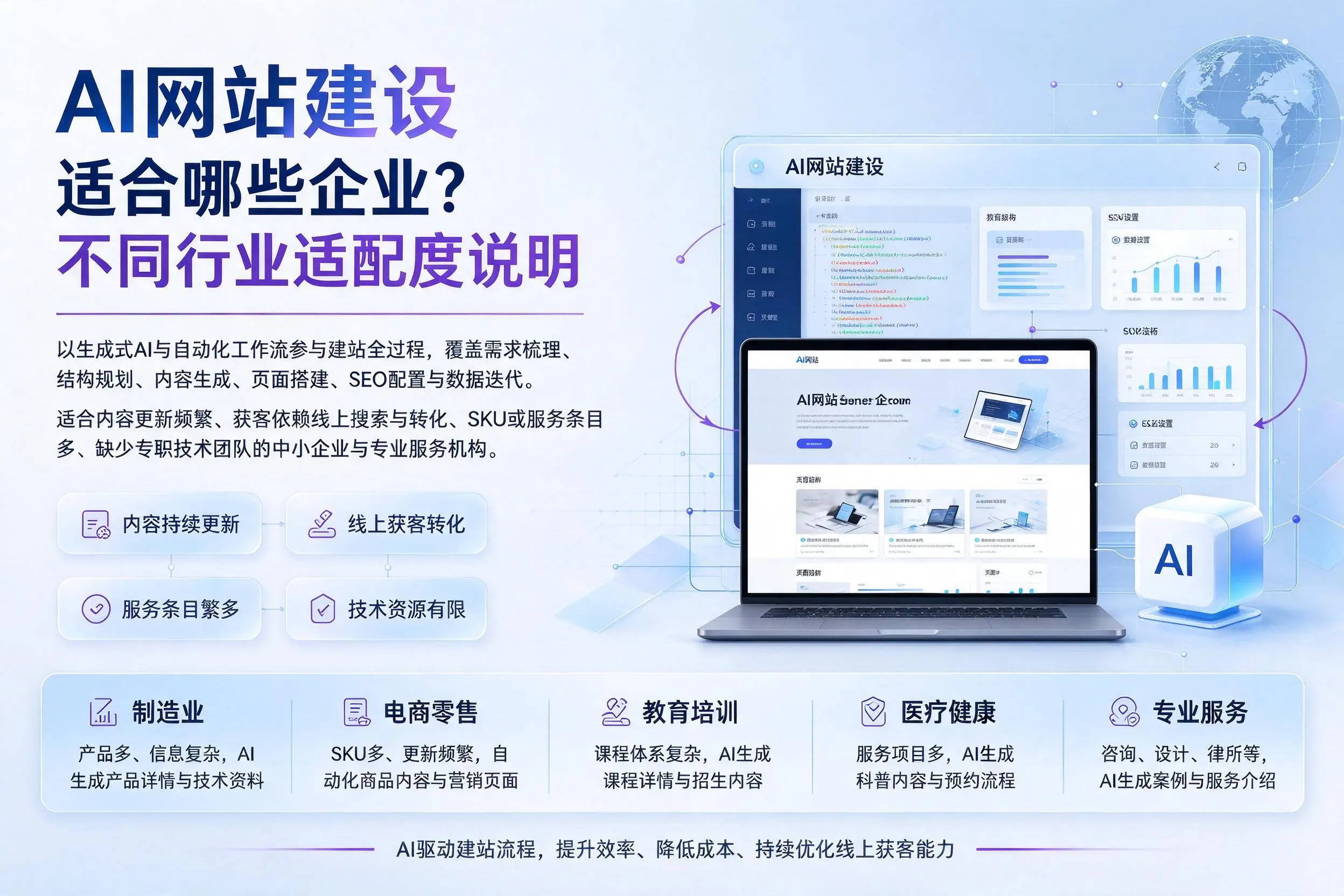 AI网站建设适合哪些企业？克拉玛依不同行业适配度说明